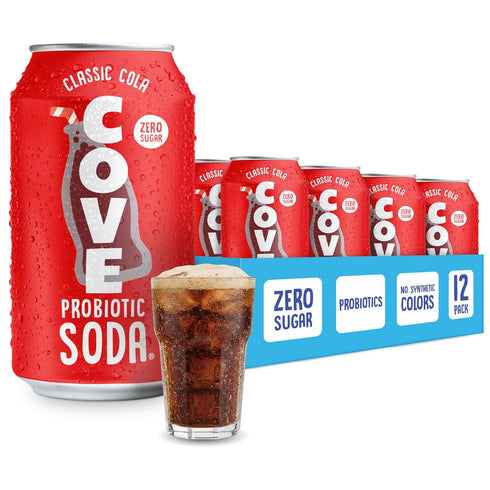 Cove Probiotic Soda, Zero Sugar Better-For-You Alternative - Refreshing, Delicious Probiotic Drink,