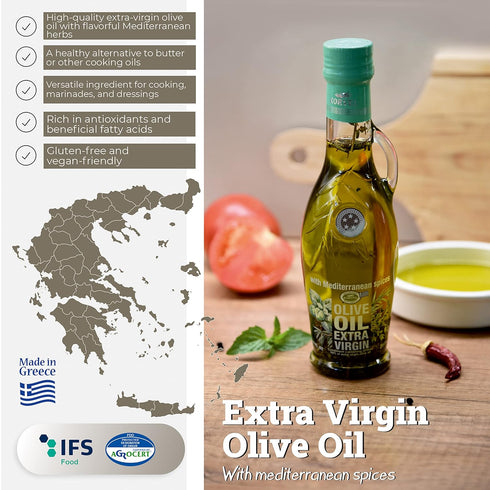 Set 500ml (16.9 oz) 250ml (8.45 oz) 2-Pack KORVEL Greek Olive Oil Gift Extra Virgin Olive Oil fl + Mediterranean Herb