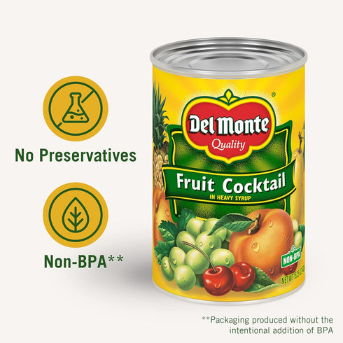12 Pack, 15.25 oz DEL MONTE Fruit Cocktail in Heavy Syrup, Canned Fruit, Can