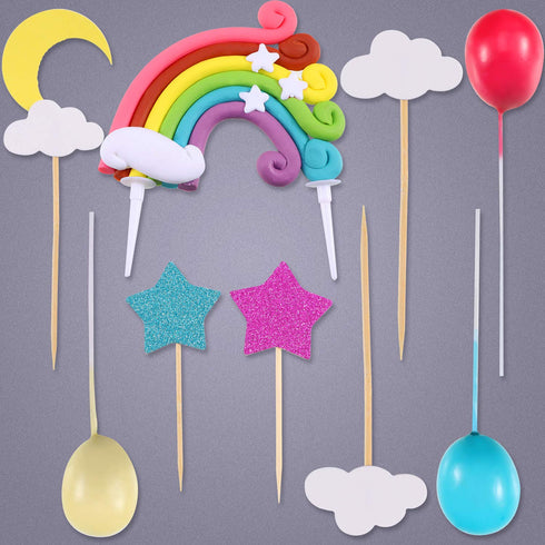 15 Pieces Rainbow Cake Decorations, Rainbow Cake Toppers for Birthday and Wedding Party Supplies