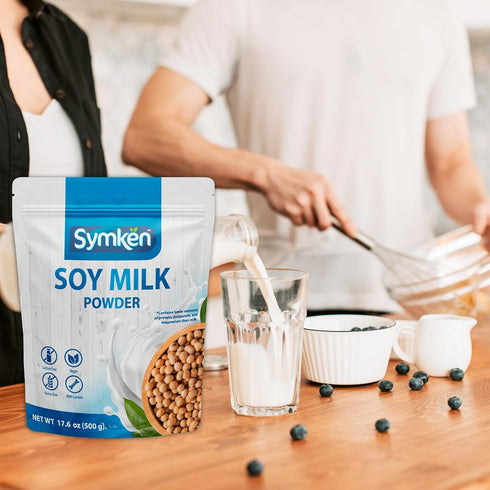 17.6 Oz (500g) SYMKEN Sugar-free Soy Milk Powder | Vegan | High in Protein | Gluten free | Lactose free | Non-GMO |