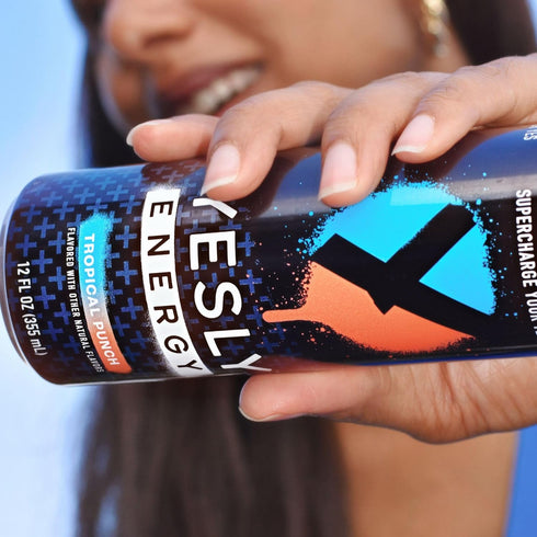 B6 B12, 12 Oz 12 Pack Yesly Energy Drink, Tropical Punch, Naturally Flavored Sparkling Energy Drink With Electrolytes