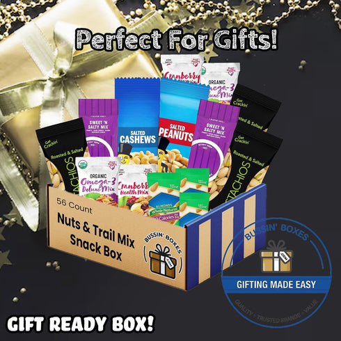 56 Count Pack Healthy Nuts & Trail Mix Snack Box of Salted Almonds, Cashews, Peanuts, and Trail Mix Protein Snacks