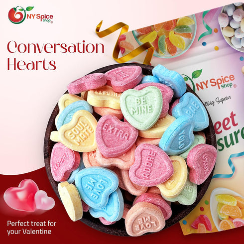 3 NY Spice Shop Conversation Hearts Candy - Pound Heart Shaped Sweet Tarts Bulk - Ideal for Goodie Bags, Candy Bowls