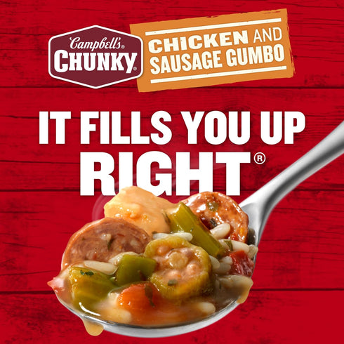 18.8 Oz Campbells Chunky Soup, Chicken and Sausage Gumbo, Can