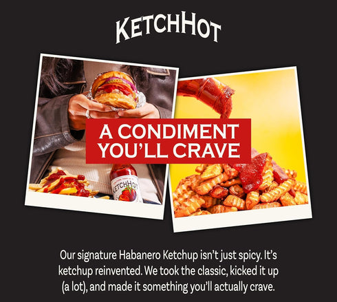 15 oz Pack 2 KetchHot Habanero Spicy Ketchup - Small-Batch, All-Natural Tomato Catsup with Heat - Nothing Artificial