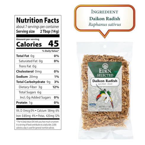 Eden Daikon Radish, Sun Dried, Finely Sliced, Traditionally Made in Japan, 3.5 oz