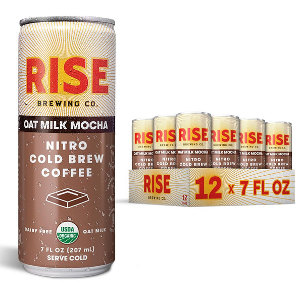 RISE Brewing Co. Oat Milk Mocha Nitro Cold Brew Coffee, No Sugar