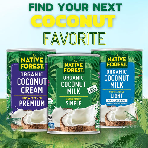 13.5 Oz (Pack 6) Native Forest Organic Coconut Milk Unsweetened - Canned Coconut Milk, No Guar Gum, Non-GMO Project