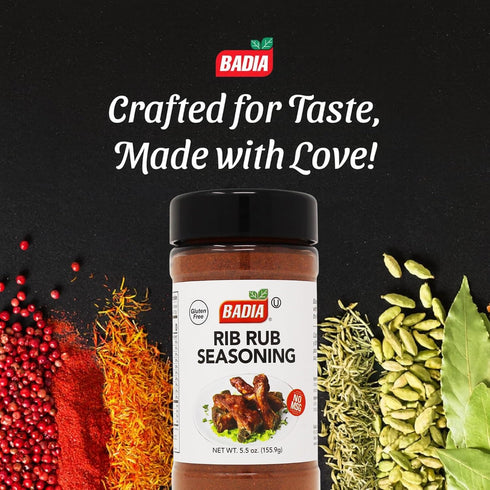5.5 oz Badia Rib Rub Seasoning, Savory Blend for Tender, Flavorful Ribs, Meats & Grilled Dishes