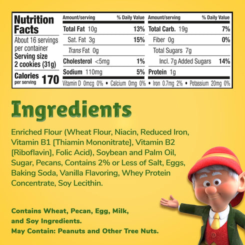17.2 oz Keebler Sandies Shortbread Cookies, Pecan, Family Size