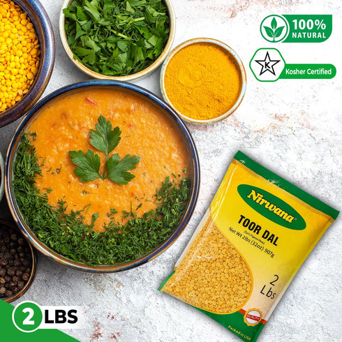 32 oz Split Pigeon Peas (Toor Dal) Premium Dry Yellow Lentils for Curries, Soups & Everyday Cooking