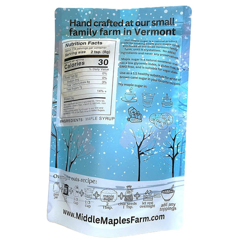 2lb Vermont Pure Powdered Granulated Organic Maple Sugar, Good Cause, Made in the USA, from Middle Maples Farm