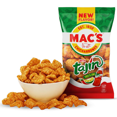 Mac's Tajin Chili Lime Fried Pork Skins - Tajin Chili Lime Flavored