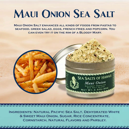 3.5oz.Tin Maui Onion Hawaiian Sea Salt - Made in Hawaii