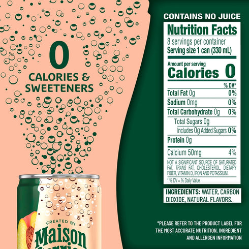 11.15 Oz 8 Count Maison Perrier Forever Peach Flavored Sparkling Water, Fl Cans