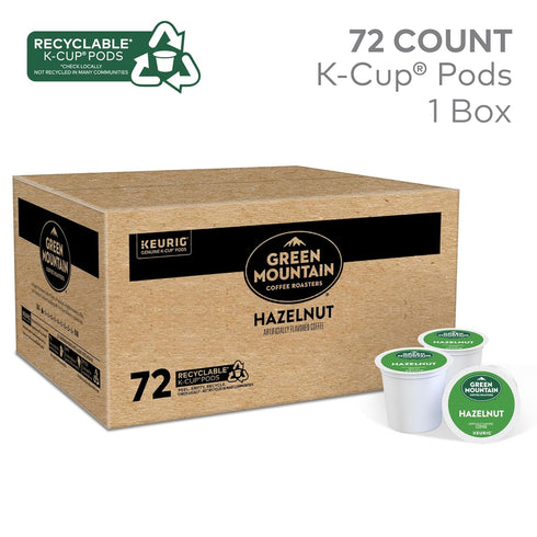 72 Count Green Mountain Coffee Roasters Hazelnut Keurig Single-Serve K-Cup pods, Light Roast Coffee