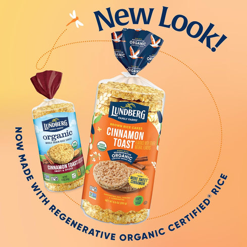 9.5 Oz Lundberg Organic Whole Grain Rice Cakes Cinnamon Toast