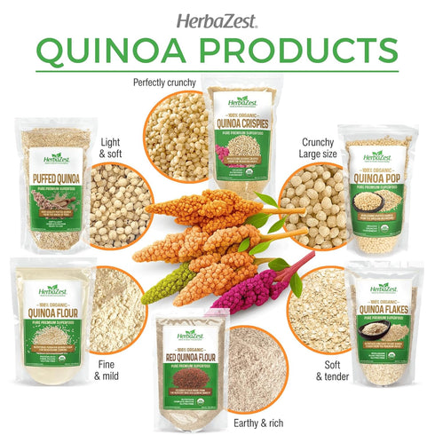 1 LB HerbaZest Quinoa Crispies Organic Vegan, Gluten Free & USDA Certified Light, Crunchy & Protein-Rich Perfect