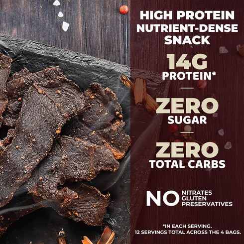 12 oz 4-Pack 3 172g Starwalker Organic Cherrywood Smoked Beef Jerky Regenerative Organic Certified Ingredients, Single