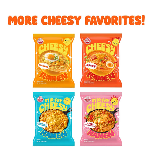 3.92 oz (Pack 8) Cheesy Ramen Spicy Cheddar Soup Ramen | Bold, Cheesy Heat, Korean-Style Spice |