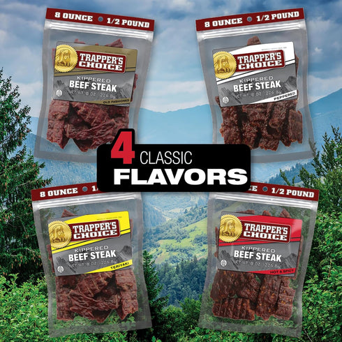 Package, 10 70 (Pack Old Trapper, Trapper's Choice Hot & Spicy Kippered Beef Steak, Eight-Ounce Individual Grams