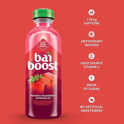 18 oz Bai Boost Watamu Strawberry Watermelon, Antioxidant Infused Beverage, fl bottle