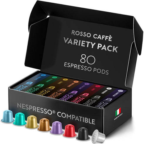 ROSSO CAFF Espresso Coffee Pods for Nespresso Original Machines - 80 Capsules