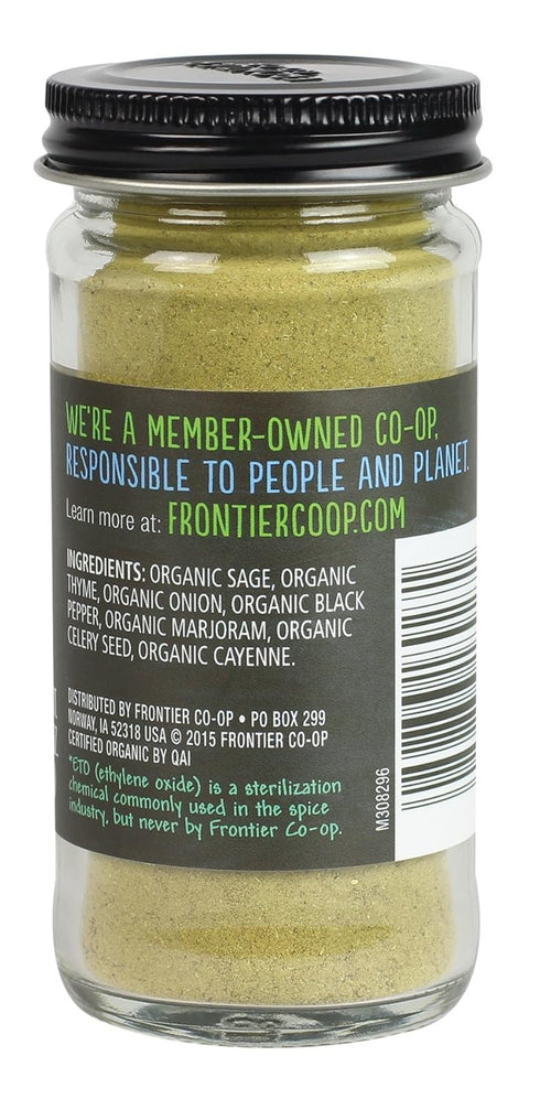 Frontier Co-op Organic Poultry Seasoning, 1.2-Ounce Jar - Sage, Thyme & Onion for Chicken, Sausage, Gravy & Stuffing