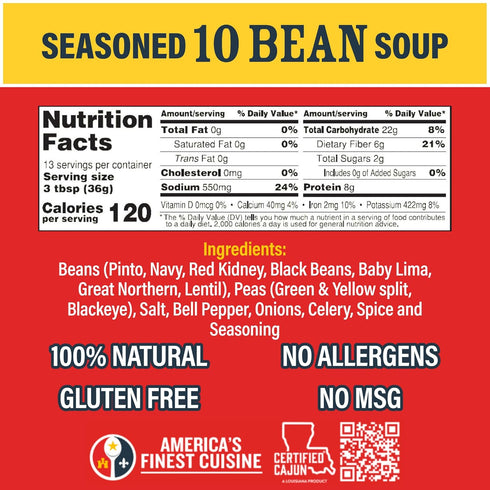 16 oz (Pack 4) Seasoned Ten Bean Soup Ragin Cajun