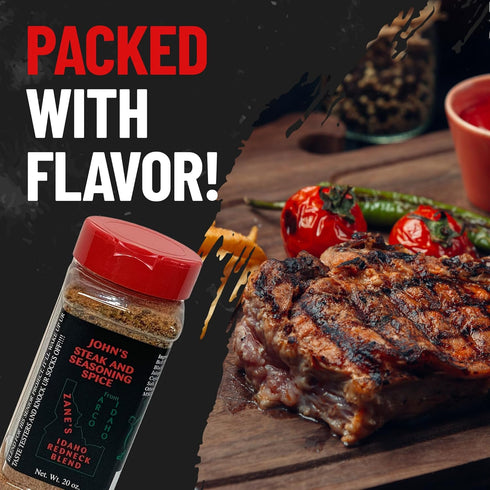 20 oz Johns Steak and Seasoning Spice, Spicy Steak Seasoning, Medium Heat Seasoning Blend For Pork Chops, Burgers