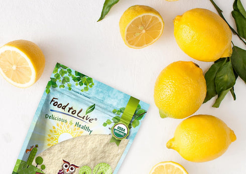 8 Food to Live Organic Lemon Powder, Ounces - Non-GMO, Unsulfured, Made from Raw Dried Citrus Fruit, Vegan, Bulk, Great