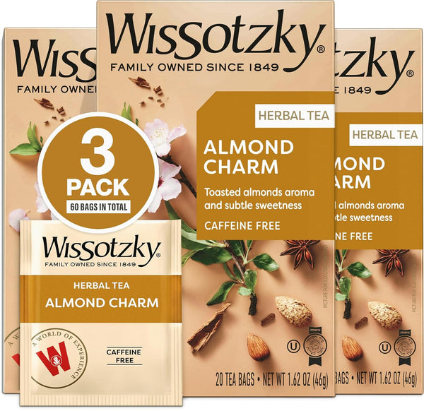 Wissotzky Almond Charm Herbal Tea Bags (3 Pack - 60 Tea Bags)