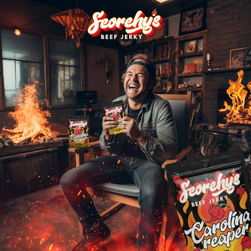 Scorchy's Jerky 30z 1 pack - Carolina Reaper Beef Jerky - Hand-Crafted Small Batch Jerky - Spicy High Protein Snack |