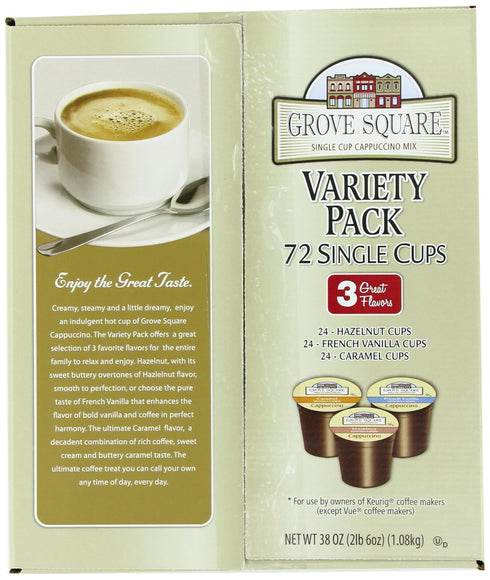 (Pack 72) Grove Square Cappuccino Pods, Variety, Single Serve