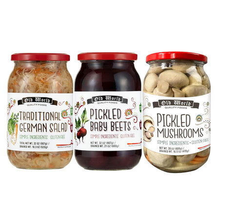 Generic Old World Quality Food Pickled Veggie Variety Pack 3 Jar Bundle with