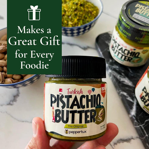 100% (7oz) Peppertux Farms Pistachio Butter - Natural Vegan Spread Pistachio Paste for Baking, Cake, Ice Cream, Cookie