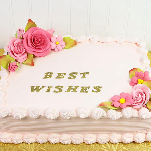 Set, 9 Count Global Sugar Art Roses & Blossoms Sugar Cake Flowers Pink, with leaves by Chef Alan Tetreault