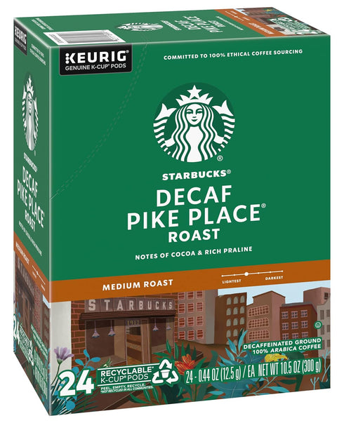 24 Count (Pack 2) Starbucks Decaf Pike Place Roast K Cups