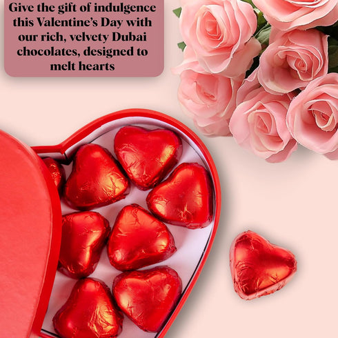250g (8.8oz) Dubai Chocolates with Pistachio Cream | Valentines Day Gift in Elegant Heart-Shaped Box with White Ribbon