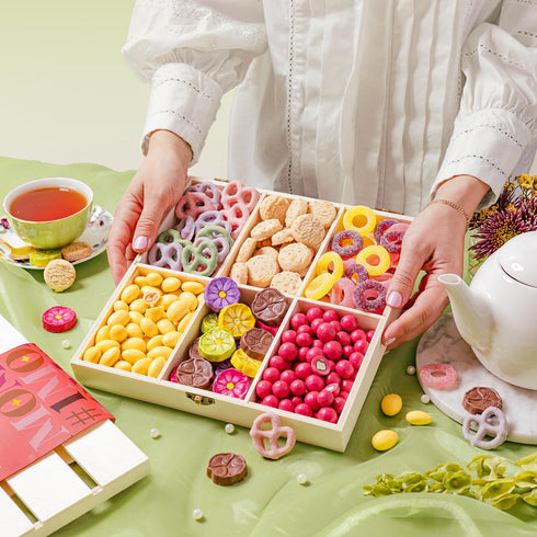 Mothers Day Gift Basket | Candy and Nut Sweet Gourmet Snack Box | Chocolate Flowers and Candy | Gift Idea for Mom