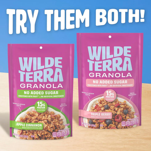 15g 10.3 oz Wilde Terra Apple Cinnamon Granola, Protein, No Added Sugar, Good Source of Fiber