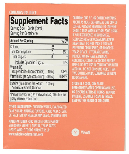 365 2 Oz, 6 Pack by Whole Foods Market, Energy Shot, Strawberry Watermelon, Fl