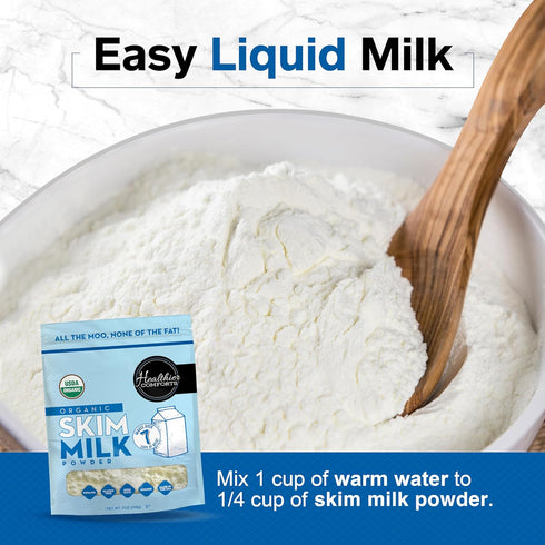 (7oz) Healthier Comforts Organic Skim Milk Powder | Certified USDA Organic | Fat Free, Kosher, Gluten Free, Non-GMO