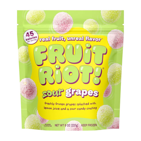 FRUIT RIOT! Fruit Riot Sour Candy Grapes, Made with Real Fruit, 8oz, Gluten-Free