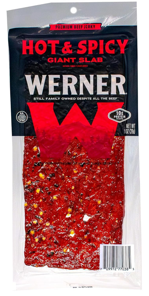 Pack 15 (5 1 Werner Beef Jerky Slab Variety of Teriyaki, Sea Salt and Pepper, & Hot and Spicy Jerky Slabs of each)