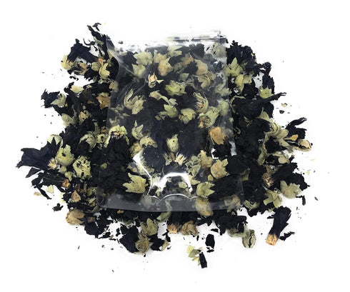 Black Mallow Flower Buds, 0.52oz / 15g - Mesmerizing Black from Germany, Beautiful Eye-catcher for Tea, Salads, and