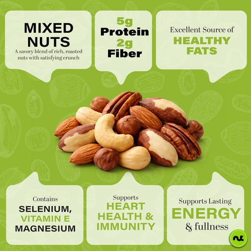 (16oz 1 LB) Packed NUT CRAVINGS - Roasted & Salted Mixed Nuts - Brazils, Brazil, Pecan, Almond, Hazelnut, Cashew