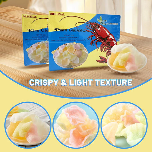 KC Commerce (8oz Pack 2) Colored Prawn Chips (Uncooked) Authentic Asian Shrimp Crackers | Fry at Home Crispy Snack |