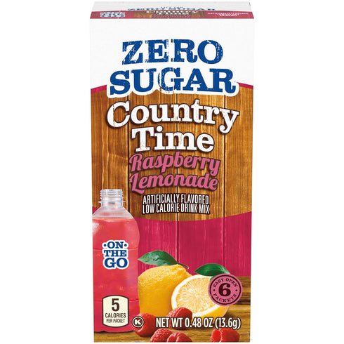 Country Time Zero Sugar Raspberry Lemonade Powdered Drink Mix, 6 ct On-the-Go